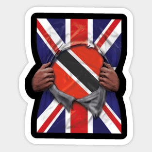 Trinidad And Tobago Flag Great Britain Flag Ripped - Gift for Trinidadian And Tobagoan From Trinidad And Tobago Sticker